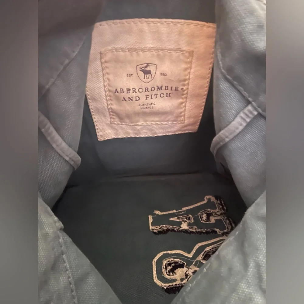 Abercrombie & Fitch Light Blue Canvas Tote with Cream Handles and Cream Logo